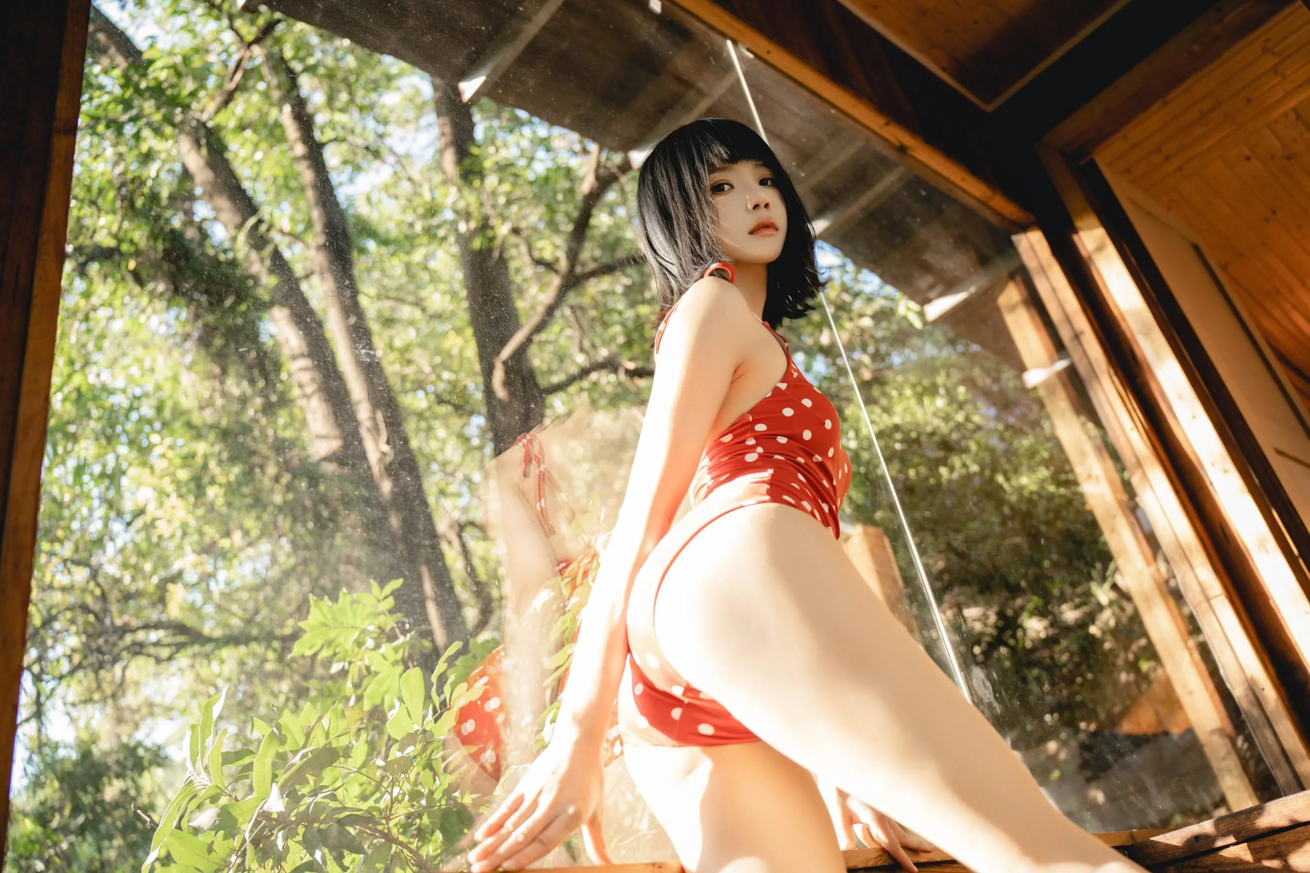 桜桃喵 – NO.150 红波点 [46P]插图5